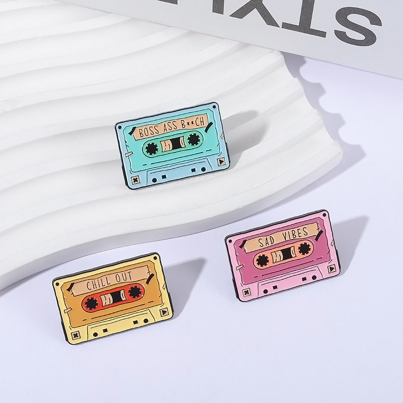 Retro Colorful Tape CD Enamel Pin Nostalgic Cassette Music Brooch Lapel ...