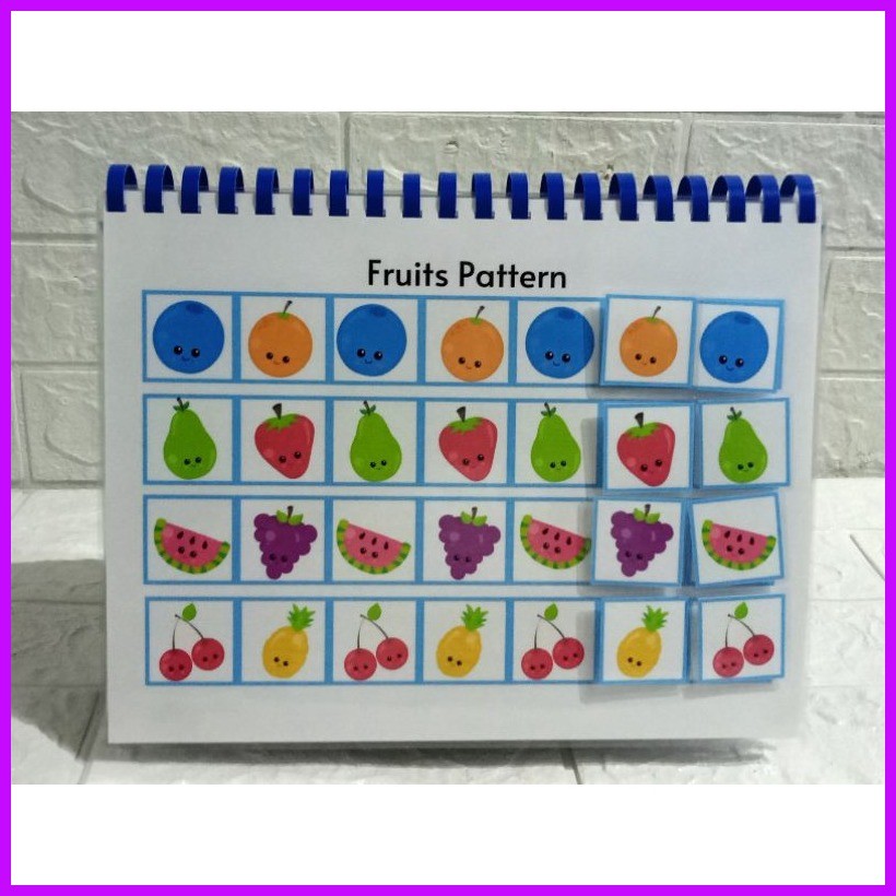 Fruits Patterns Busy Book Interactive Learning Laminated With Velcro ...