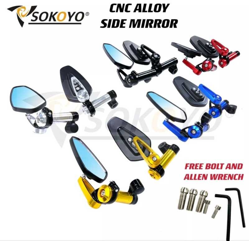 CNC Alloy Bar End Motorcycle Mirrors – Universal Rear View, 19mm & 16mm