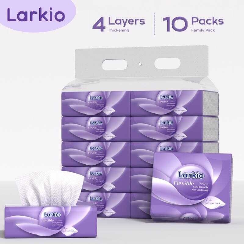 Larkio 10 Packing Violets Facial Tissue Plant 4 Layers Comfortable Wood ...