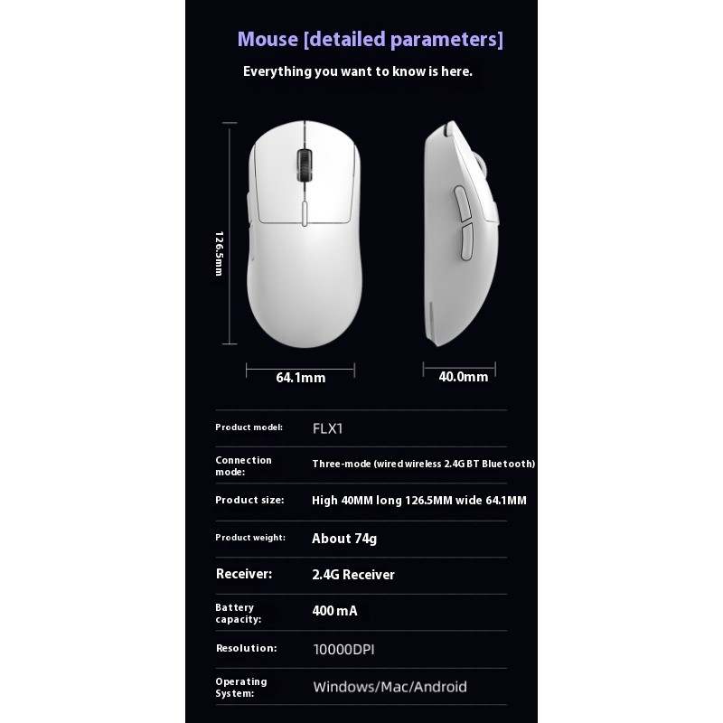 GANSS FLX1 Wireless PAW3311 Mouse the third mock examination Bluetooth ...