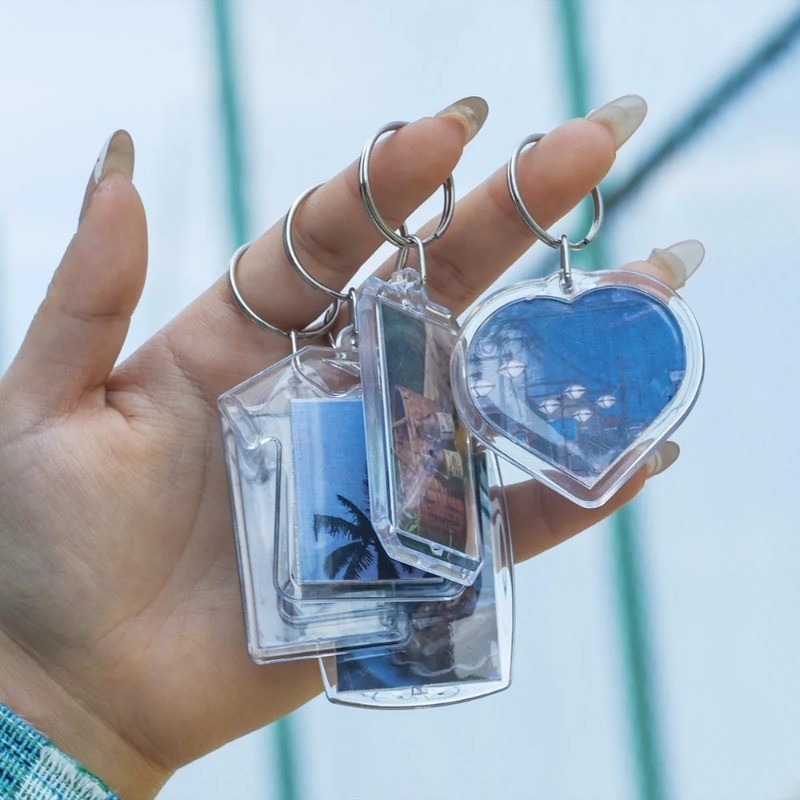 10/20Pcs Acrylic keychain DIY Photo insert Transparent Photo Frame Key ...