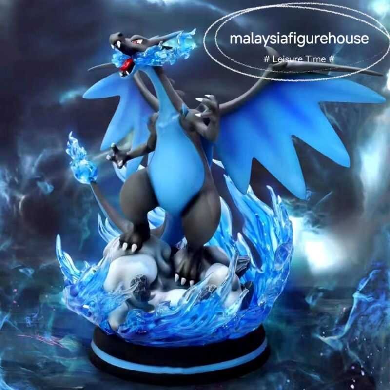 32CM ANIME BLUE CHARIZARD EVOLUTION ACTION FIGURE STATUE MODEL Ash ...