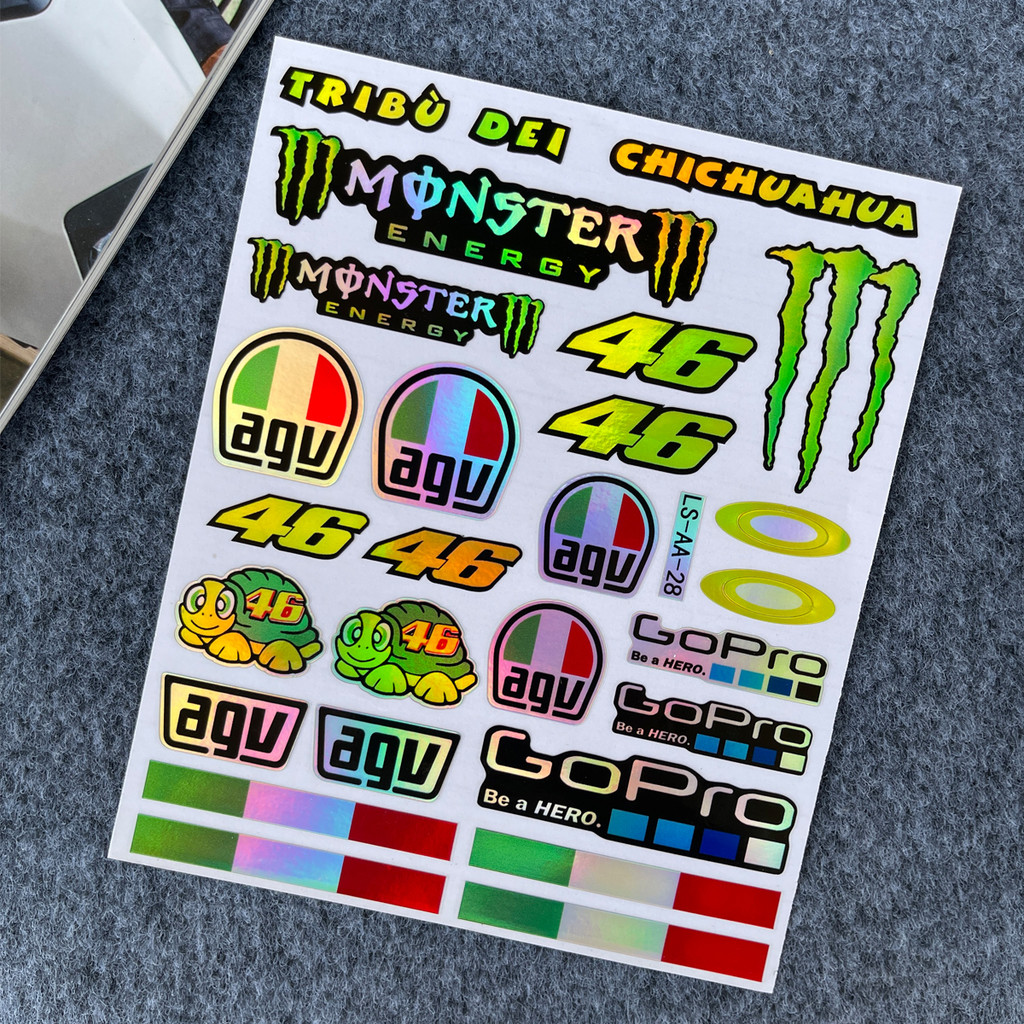 Motorcycle Helmet Sticker Reflective Laser A-G-V A-GV Logo Waterproof ...