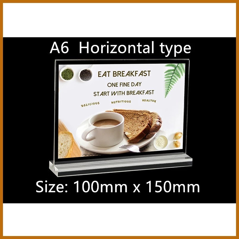 A4/A5/A6 Acrylic Menu Display Stand Double Side Clear Desk Display T ...