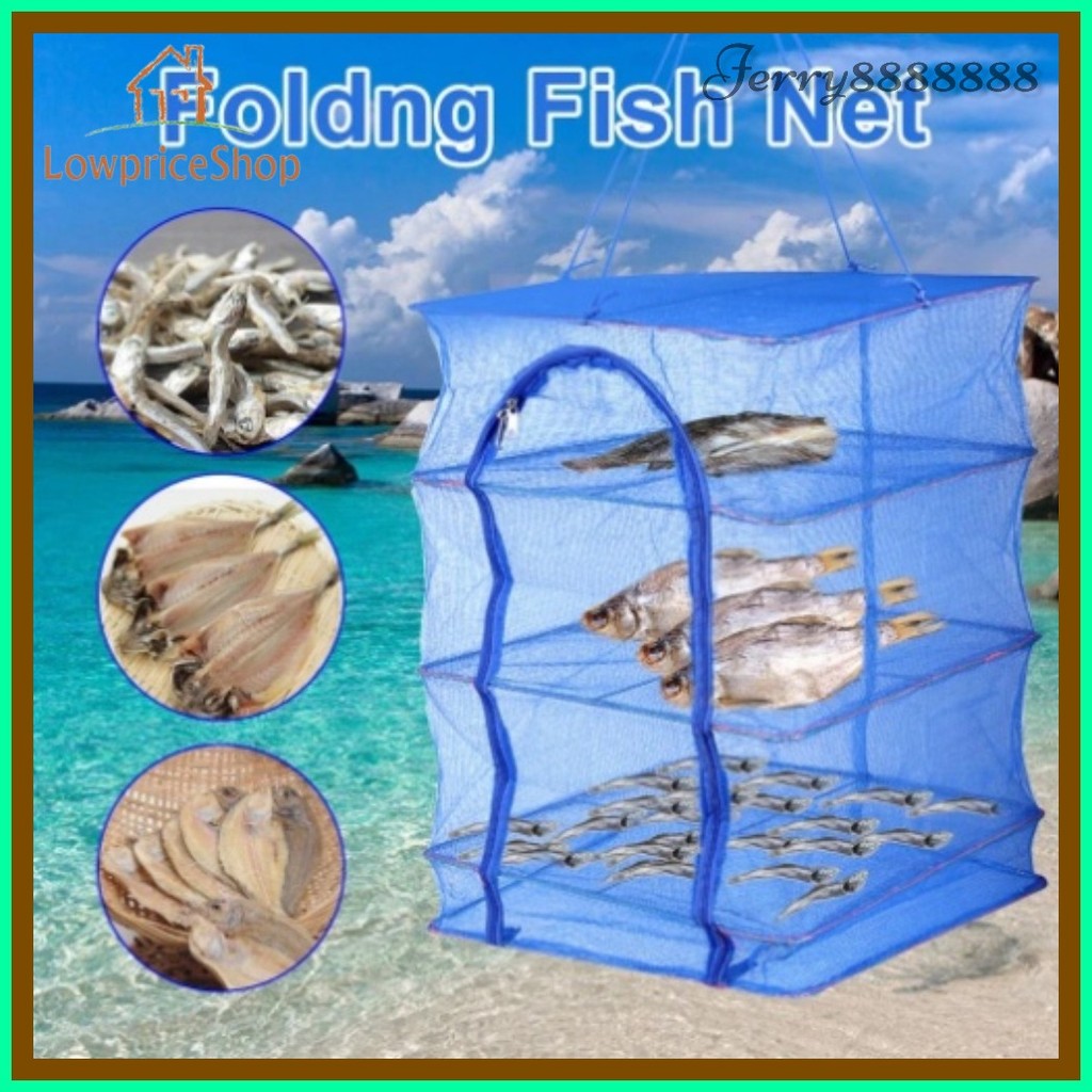 jerry88888 Foldable 4 Layers Drying Net Fish Net Drying Rack Hanging ...
