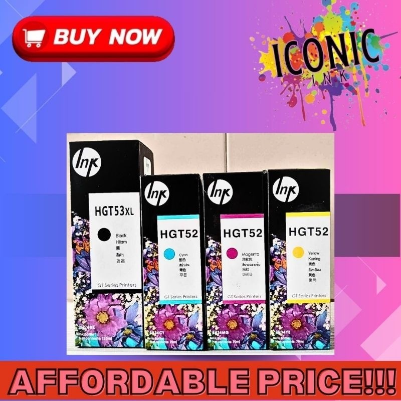 Ink for HP GT51 Black, GT52 Compatible Cyan/Magenta/Yellow | Shopee ...