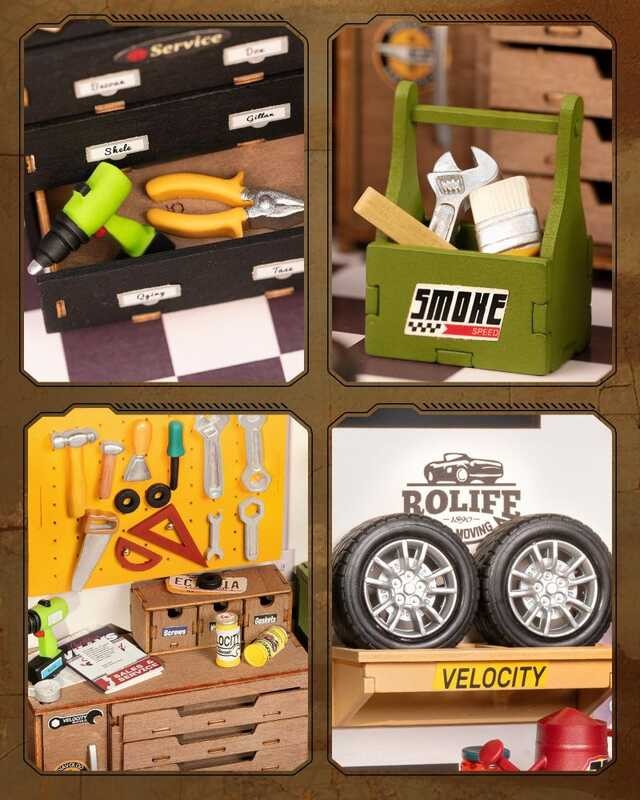々 ROBOTIME Miniature House Kit DIY Mini Garage Worhop Tiny Model House ...
