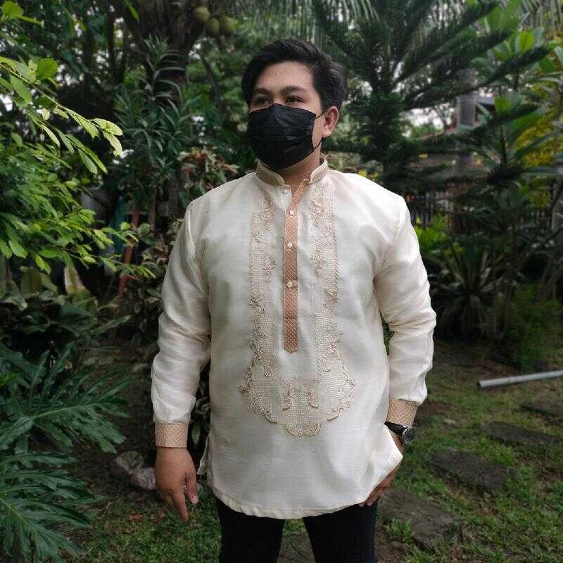 UZZO Elegant Modern Barong Tagalog With Embroidered Collar, Perfect For ...