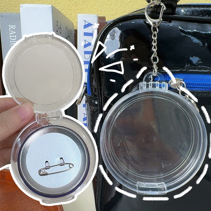 1-4Pcs Plastic Round Frame Keychains - for Badges, Photo Showing ...