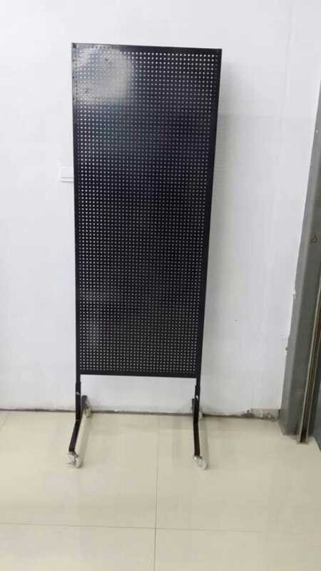 Floor mounted perforated panel rack with hooks, single-sided perforated ...