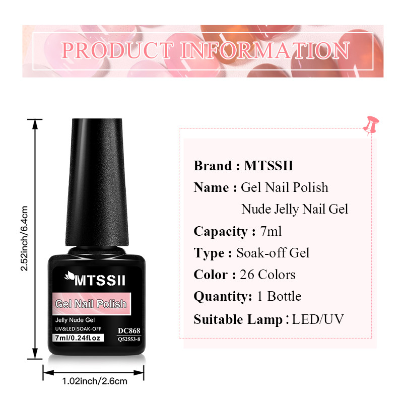 MTSSII 7ml Jelly Nail Gel Spring Summer Color Translucent Semi