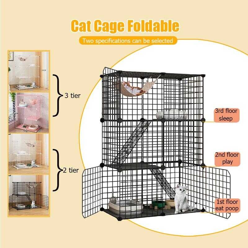 Stackable Cage For Cat DIY 3 Layer Easy Assemble House Indoor Pet Cage ...