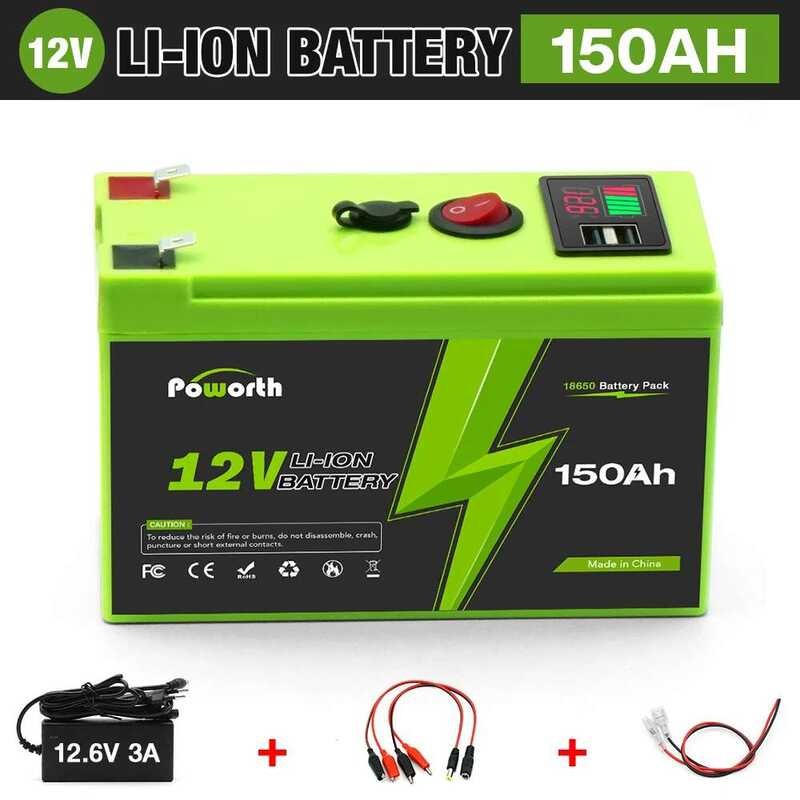 12V LiFePO4 Battery 150Ah 150000mAh Deep Cycle Lithium Battery with USB ...