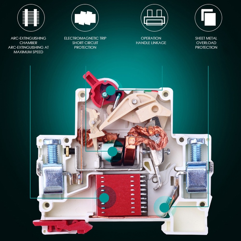 AC DC 2 Pole Mini Circuit Breaker 10A 16A 20A 32A 40A 50A 63A Overload ...