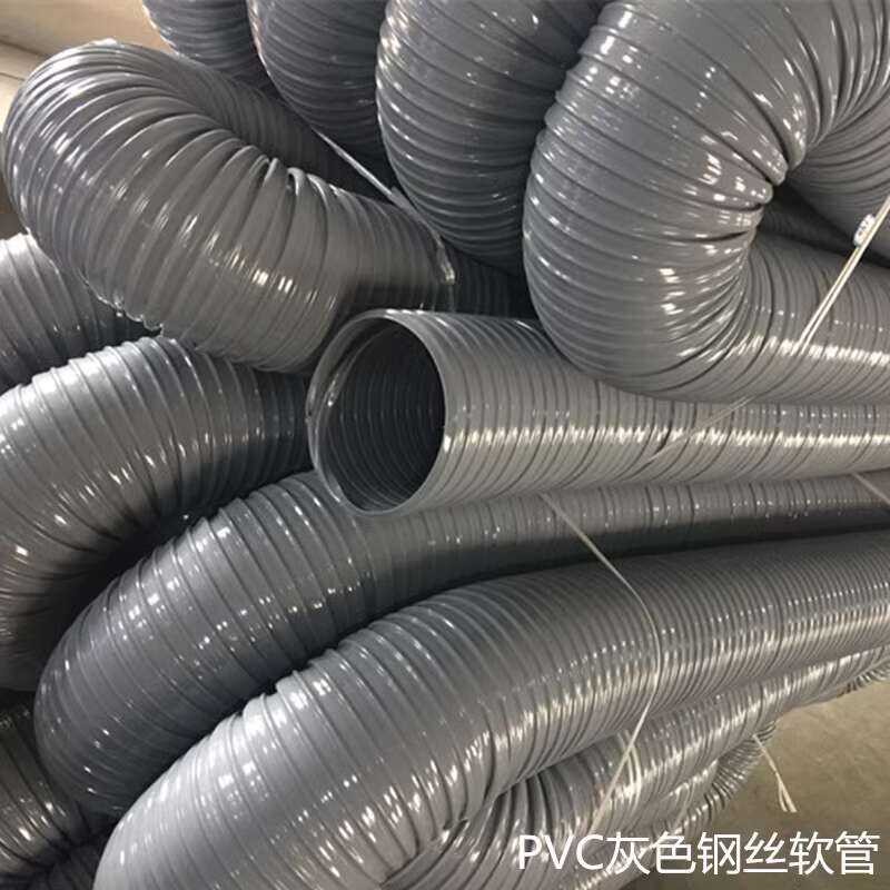 PVC Gray Steel Wire Industrial Corrugated Plastic Smoke Exhaust Pipe ...