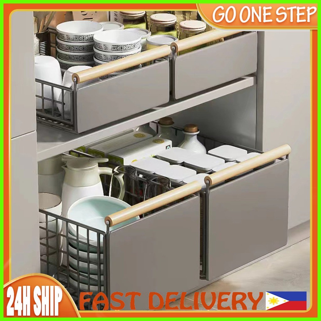 ⚠️ Foldable Kitchen Pull Out Dish Rack Spice Rack Slide Drawer Cabinet ...