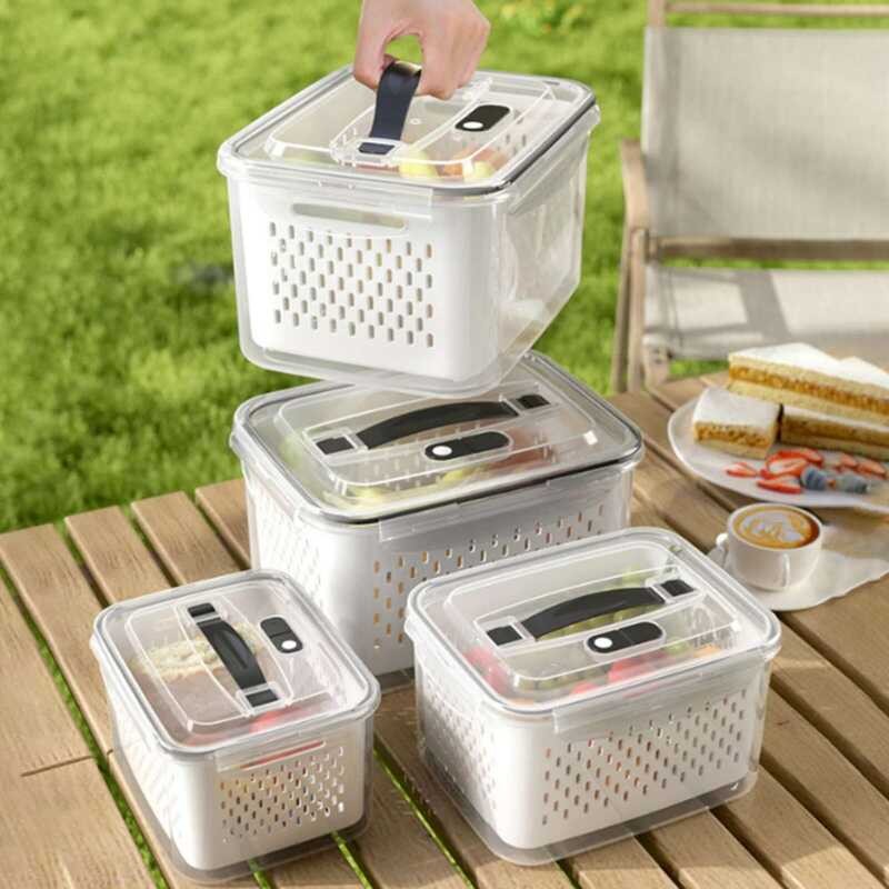 4Pcs 0A Food Storage Box Large Capacity Double-Layer Design Food Grade ...