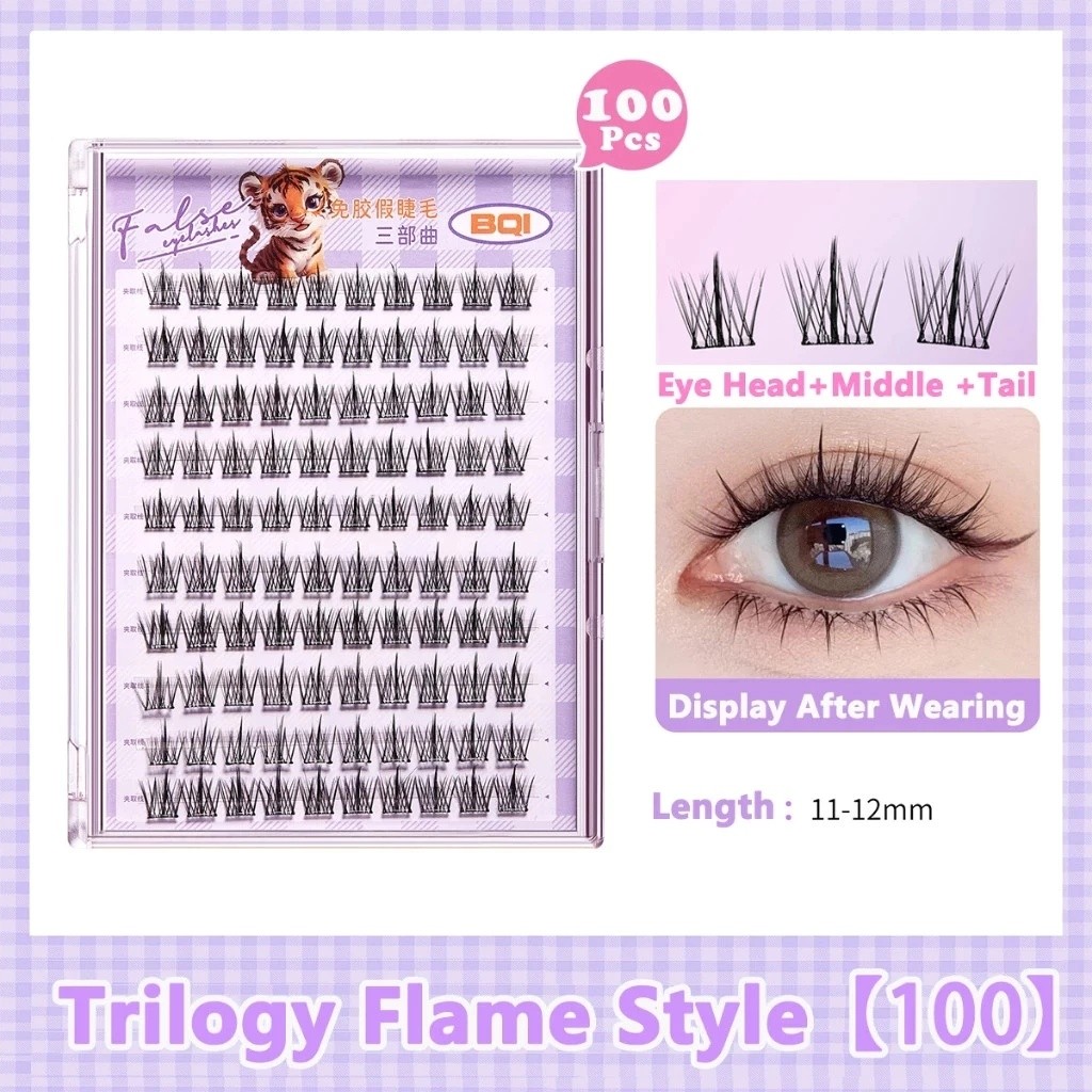 【No Need Glue】 BQI 100-120 Cluster Self-Adhesive Lashes 10-12mm Lashes ...