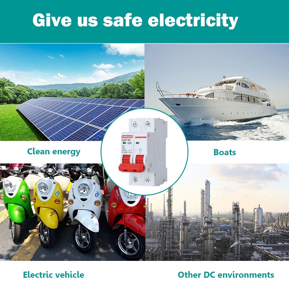 AC DC 2 Pole Mini Circuit Breaker 10A 16A 20A 32A 40A 50A 63A Overload ...