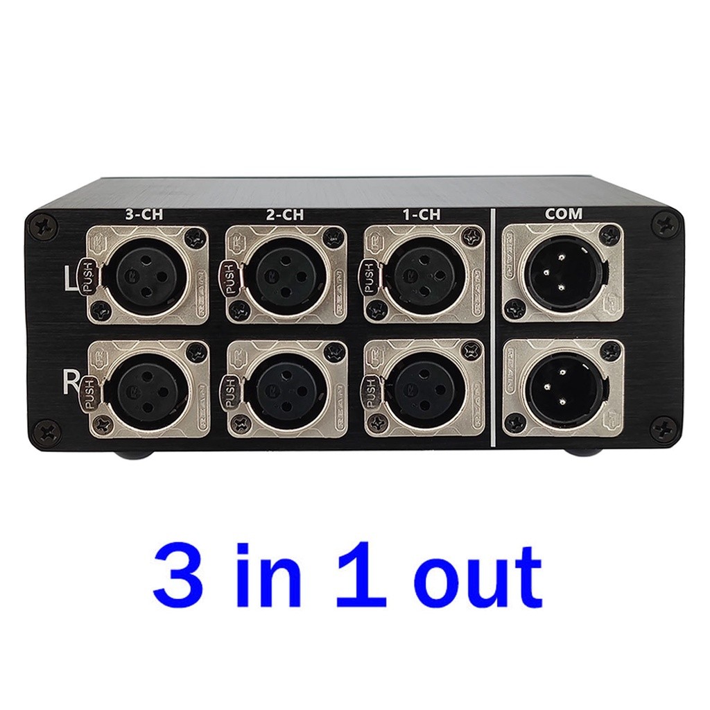 1 in 3 out 3 in 1 out Audio INPUT XLR Signal Cable Splitter Selector ...