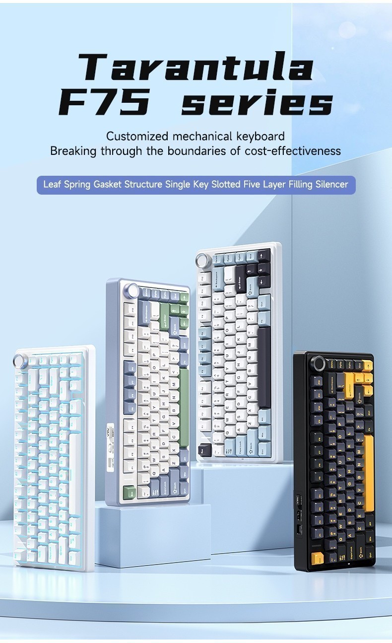 「LOCAL STOCK FAST SHIP」AULA F75 Mechanical Keyboard Wireless 3-mode ...