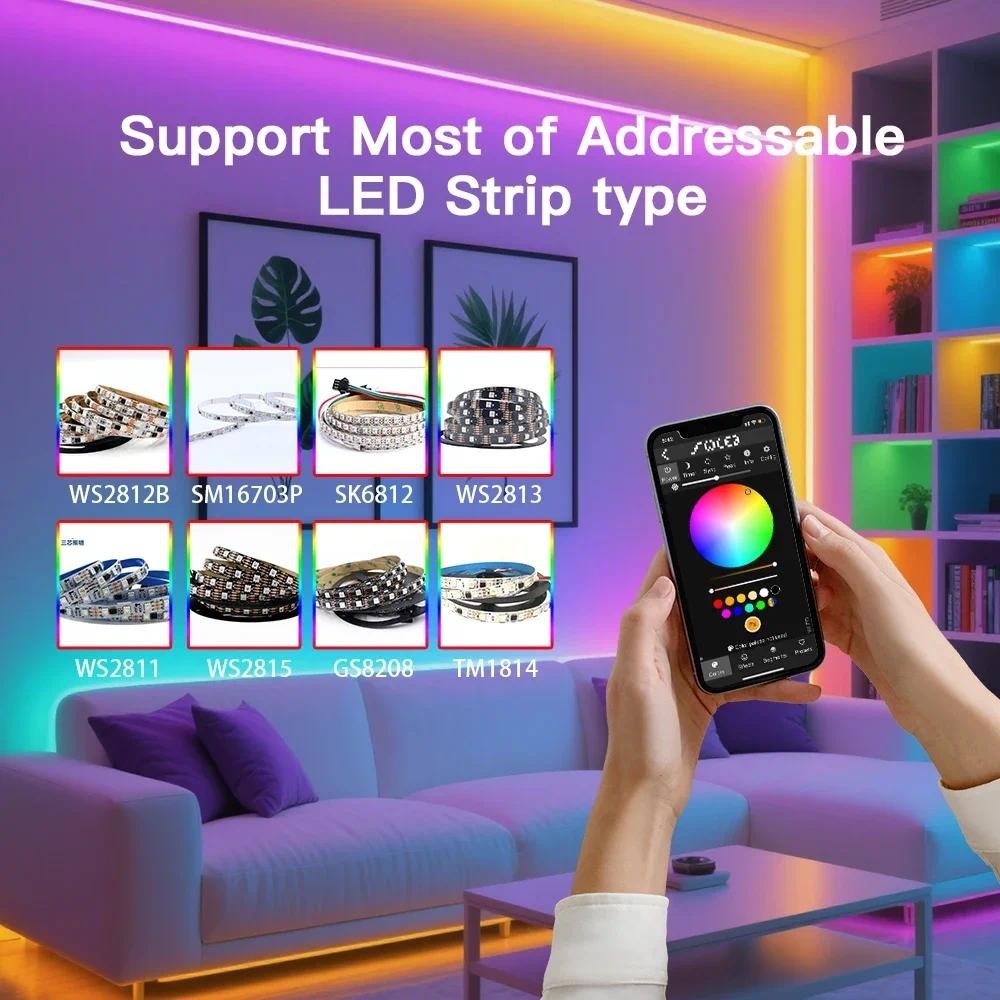 ESP32 WLED Controller 017WL-D 4 Channel 15A Fuse Level Shifter UART Download DIY Dynamic Light Mode APP Voice Control GLEDOPTO - 39