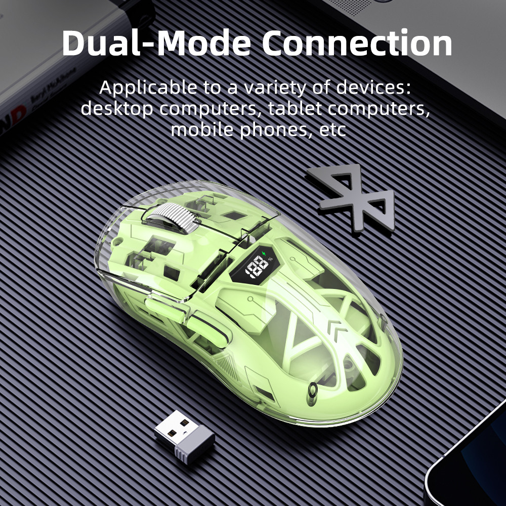 Zeus M14 Transparent Wireless Bluetooth Gaming Mouse With Battery Level ...