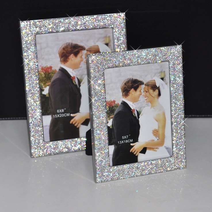 Luxury Desktop Crystal Table Photo Frame 7 Inch 8 Inch Diamond Inlay ...