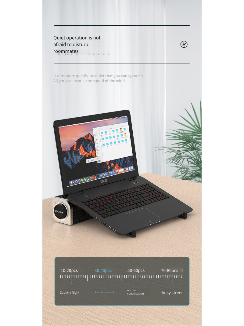 Notebook Cooler Gaming Laptop Cooler Large Air Volume Cooling Base USB ...