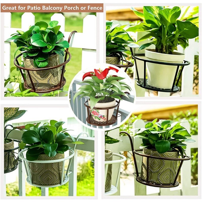 Flower Pot Holder Railing Fence Pot Rack Versatile Balcony Hanging ...