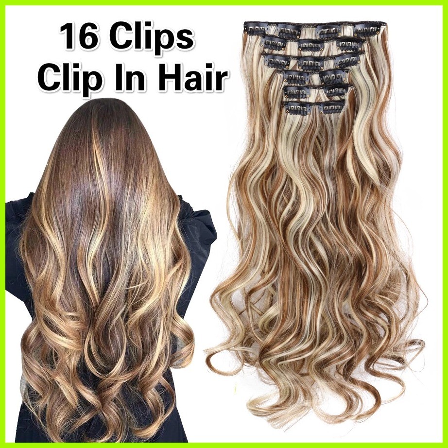 Clip-In Long Wavy Curly Synthetic Hair Extensions - Full Head Hairpiece For Women