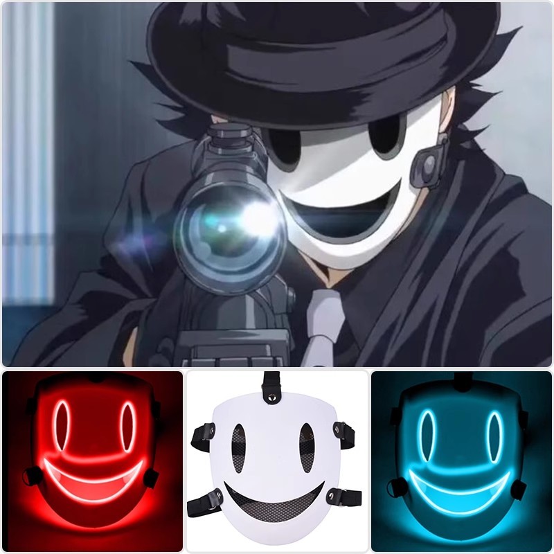 High-Rise Invasion Cosplay Mask PVC White LED Glowing Tenkuu Shinpan ...