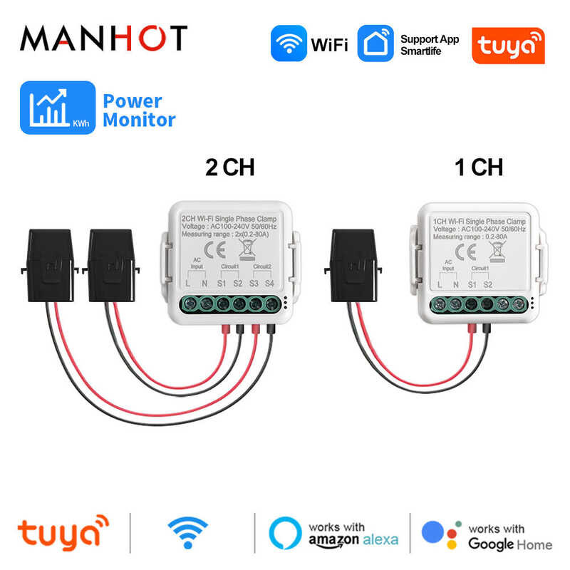 Tuya COD Wifi Energy Meter Bidirectional Two Way Channel With Current ...