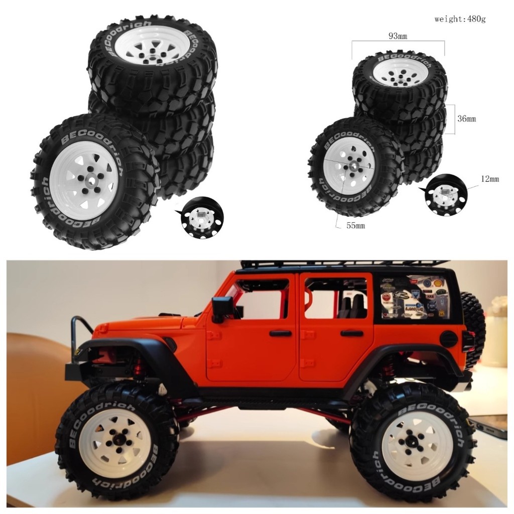 1.9 93mm Metal Beadlock Wheels & Crawler Tires for TRX4/FMS/NT4/SCX10 ...