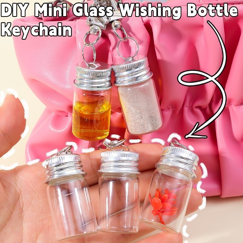 Mini Transparent Glass Bottle Keychain 7ml Perfume Liquid Glass Bottles ...