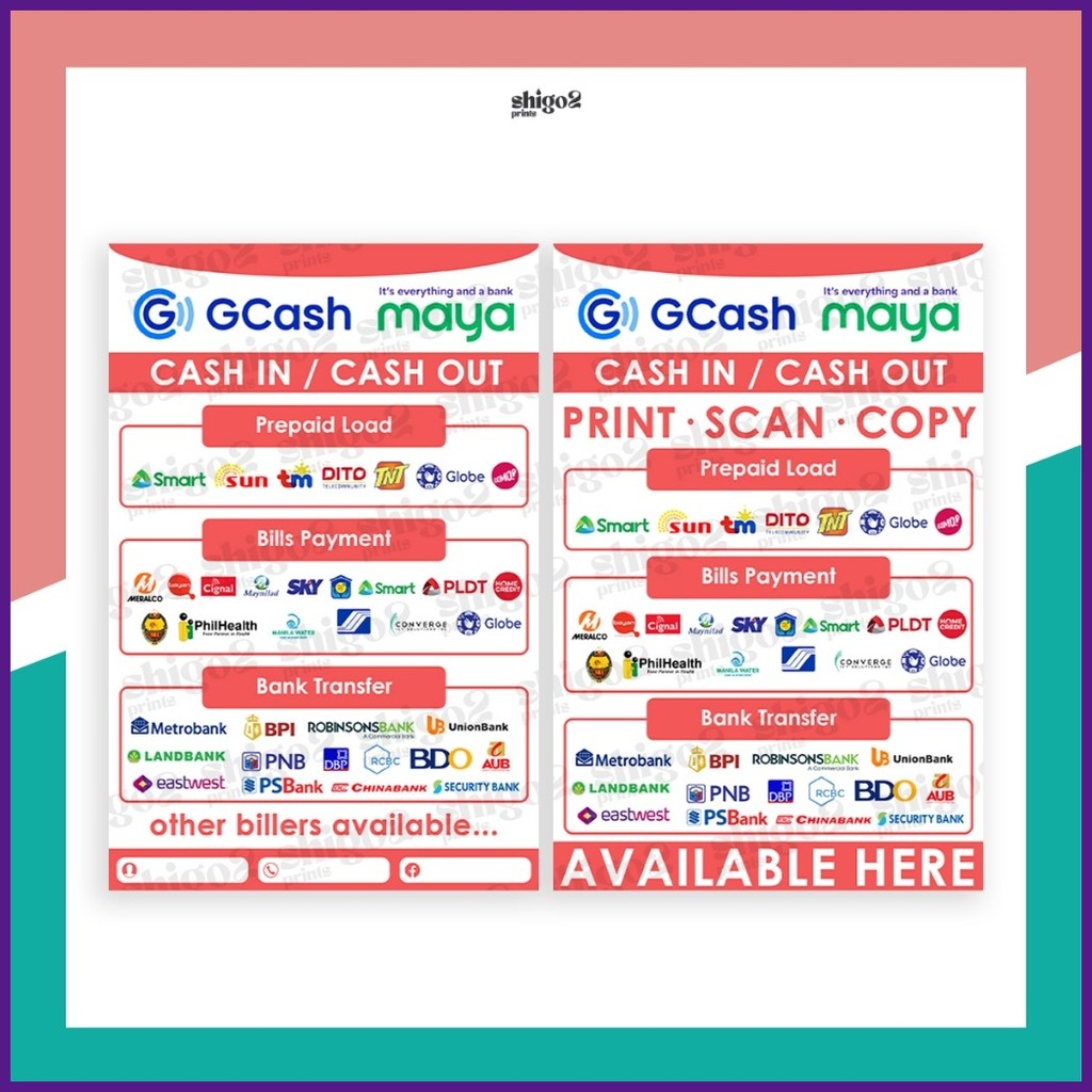 ♠ Red Gcash Maya All-In-One Bills Payment Business Tarpaulin and ...