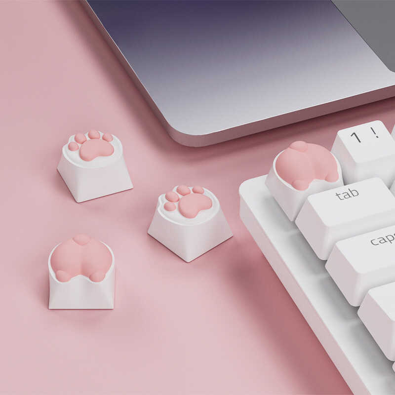 Pink Girl Rock-paper-scissors Gesture Keycap Cat Paw Keycap Cat Butt ...