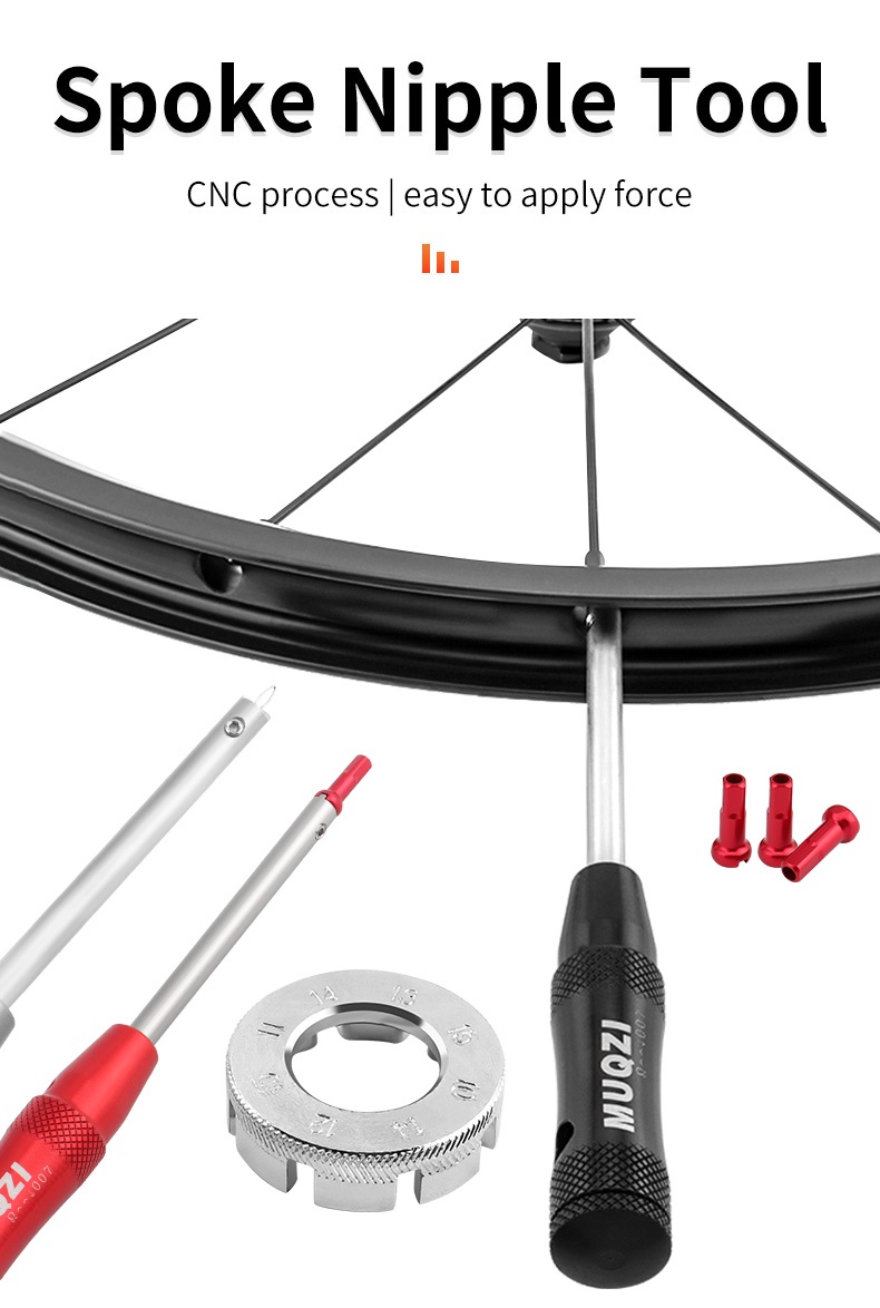 Stainless Steel Bike Spoke Tool Spoke Nipple Tool Stainless Steel Spoke Nipple Insertion Driver MTB Road Bike Spoke Wrench Driver For Wheel Building