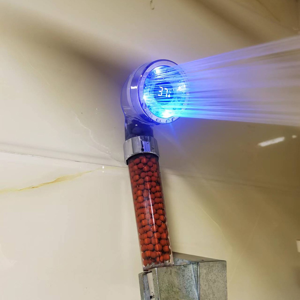 Led Digital Display Shower Sprinkler Temperature Control Three-Color ...