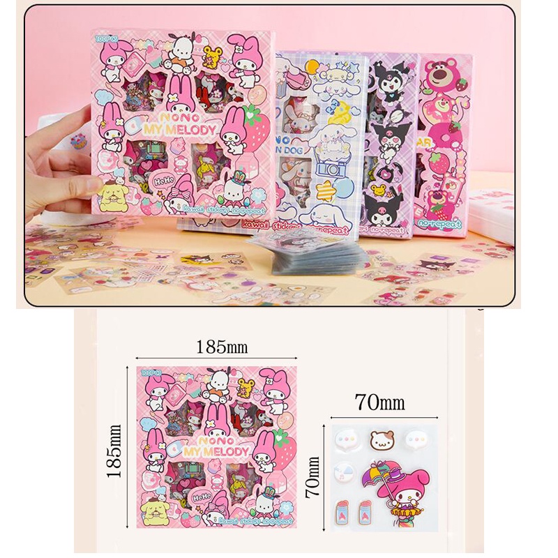 100Pcs/Box Waterproof Cute Sticker Cartoon Journal Stickers PET ...