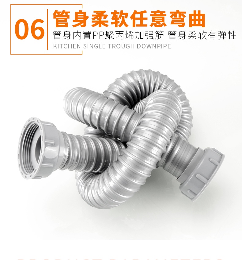 Double sink hose/kitchen sink hose flexible drain pipe/ Length40cm/50cm ...