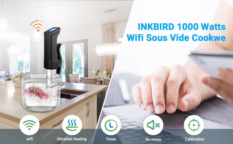 INKBIRD WIFI Sous Vide Slow Cooker Precision Timer Free App Smart WiFi ...
