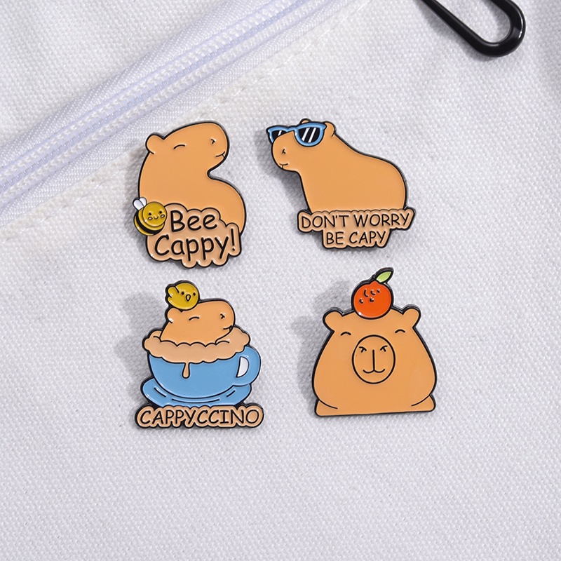 Cartoon Capybara Funny Animal Enamel Brooch Bee Cappy Bee Bag Badge ...