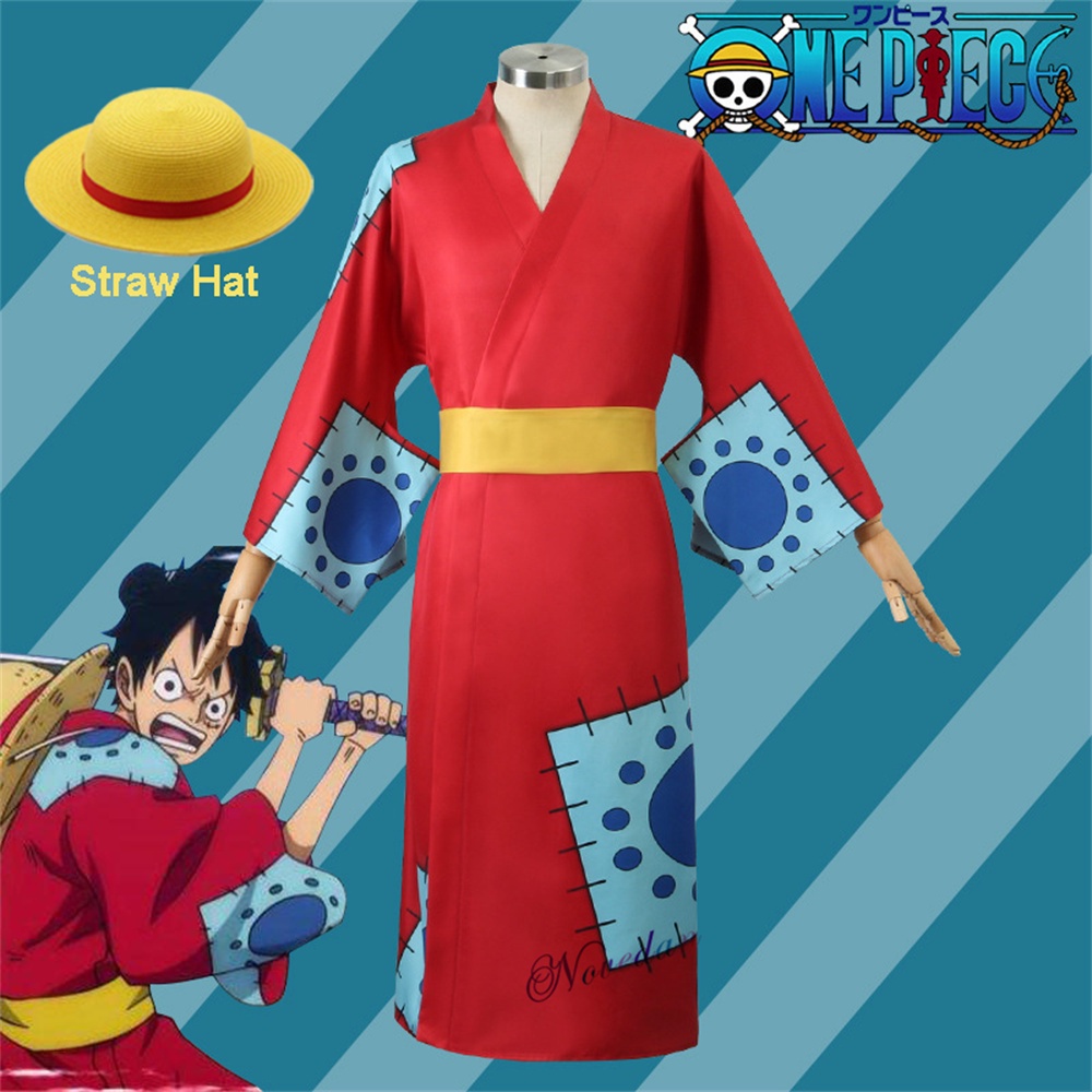 Adult Kids Boy Anime Monkey D Luffy Wano Country Zoro Arc Cosplay Hat  Kimono Yukata Outfit Halloween Costume | Shopee Philippines