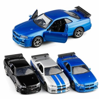 Jada Toys Fast & Furious 1:55 Brian's 2002 Nissan GT-R R34 Build N' Collect  Die-cast Model Kit, Toys for Kids and Adults, Blue