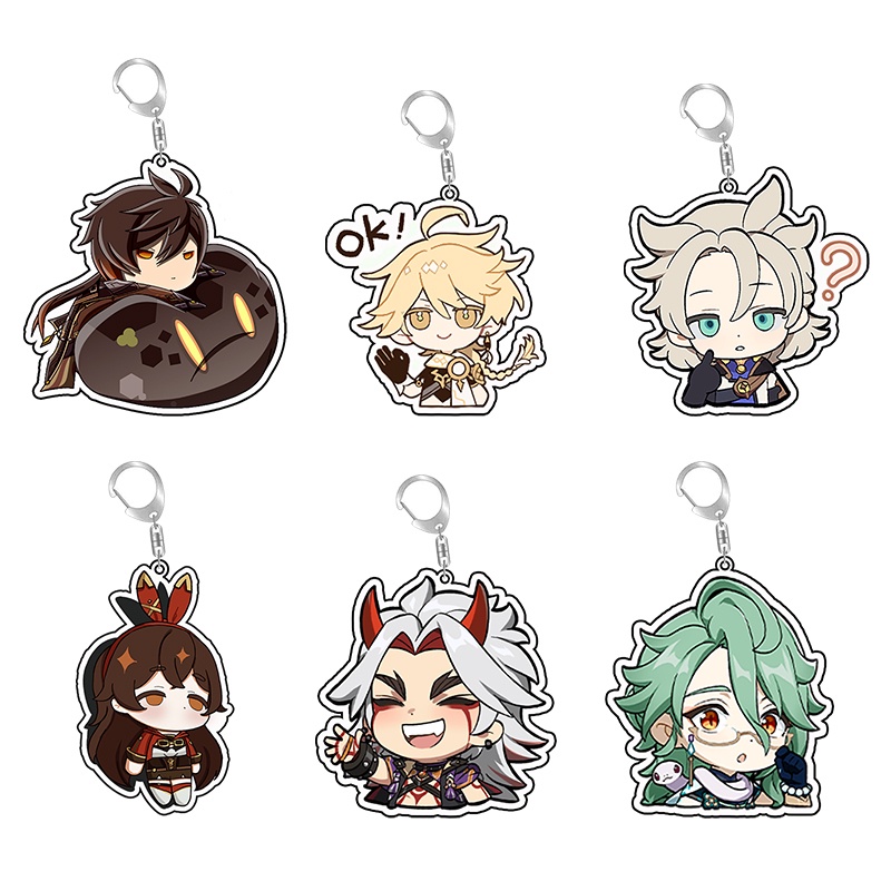 Genshin Impact Cute Anime Acrylic Key Chains Ring Alhaitham Figure ...