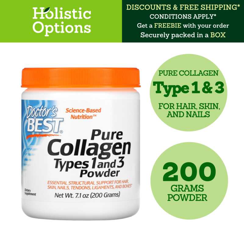 Pure Collagen Types 1 and 3 Powder, Hydrolyzed Collagen, 7.1 oz (200 g