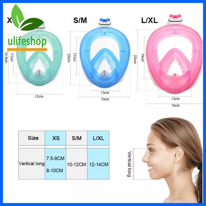 ☎ ☾ Full Face Snorkeling Set Anti Leak Easy Breathing Snorkel Diving ...
