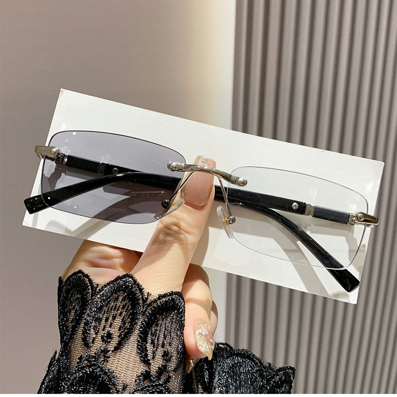 0~-400 new fashion photochromic frameless anti-blue myopic glasses Cut ...